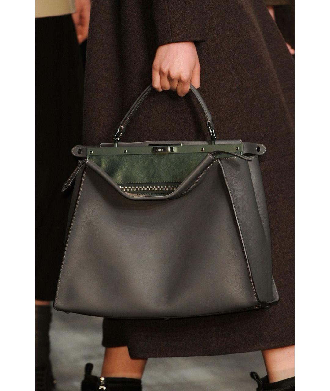 FENDI Серая кожаная сумка тоут, фото 2