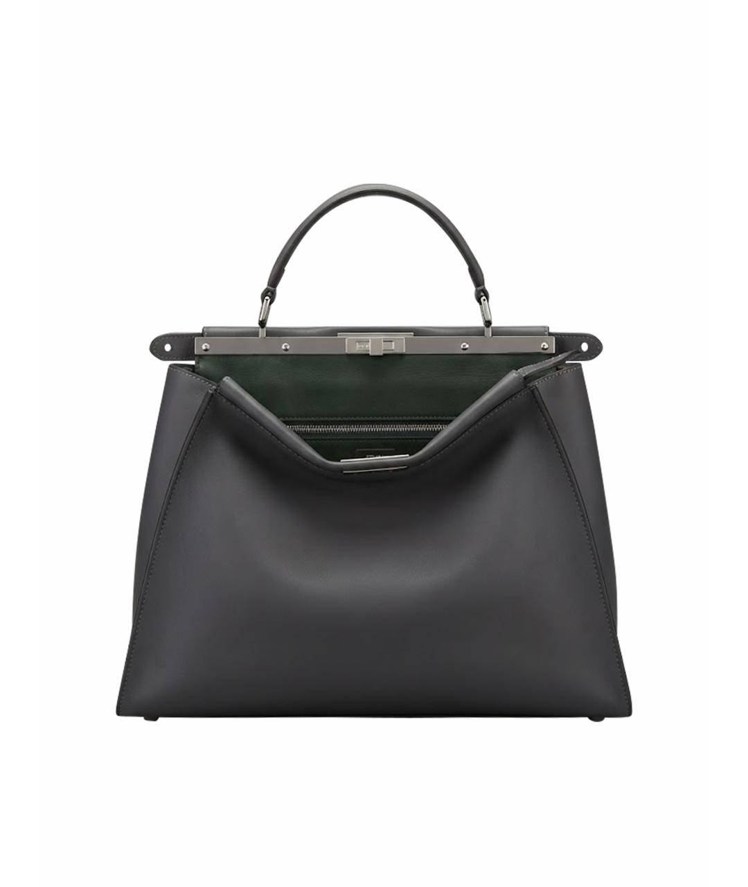 FENDI Серая кожаная сумка тоут, фото 1