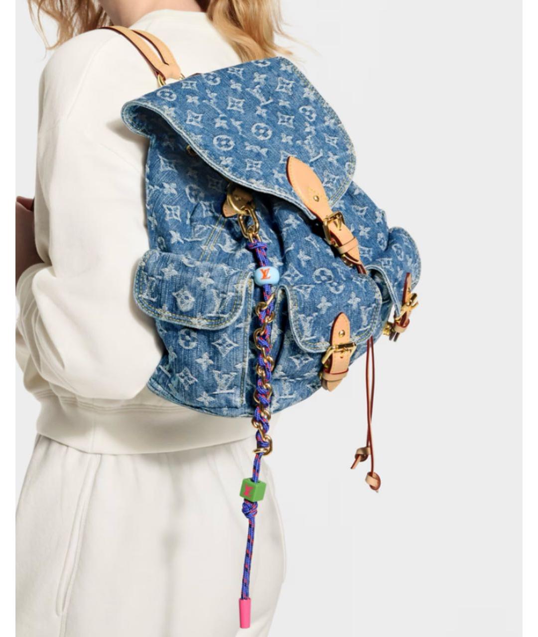 LOUIS VUITTON Синий деним рюкзак, фото 6