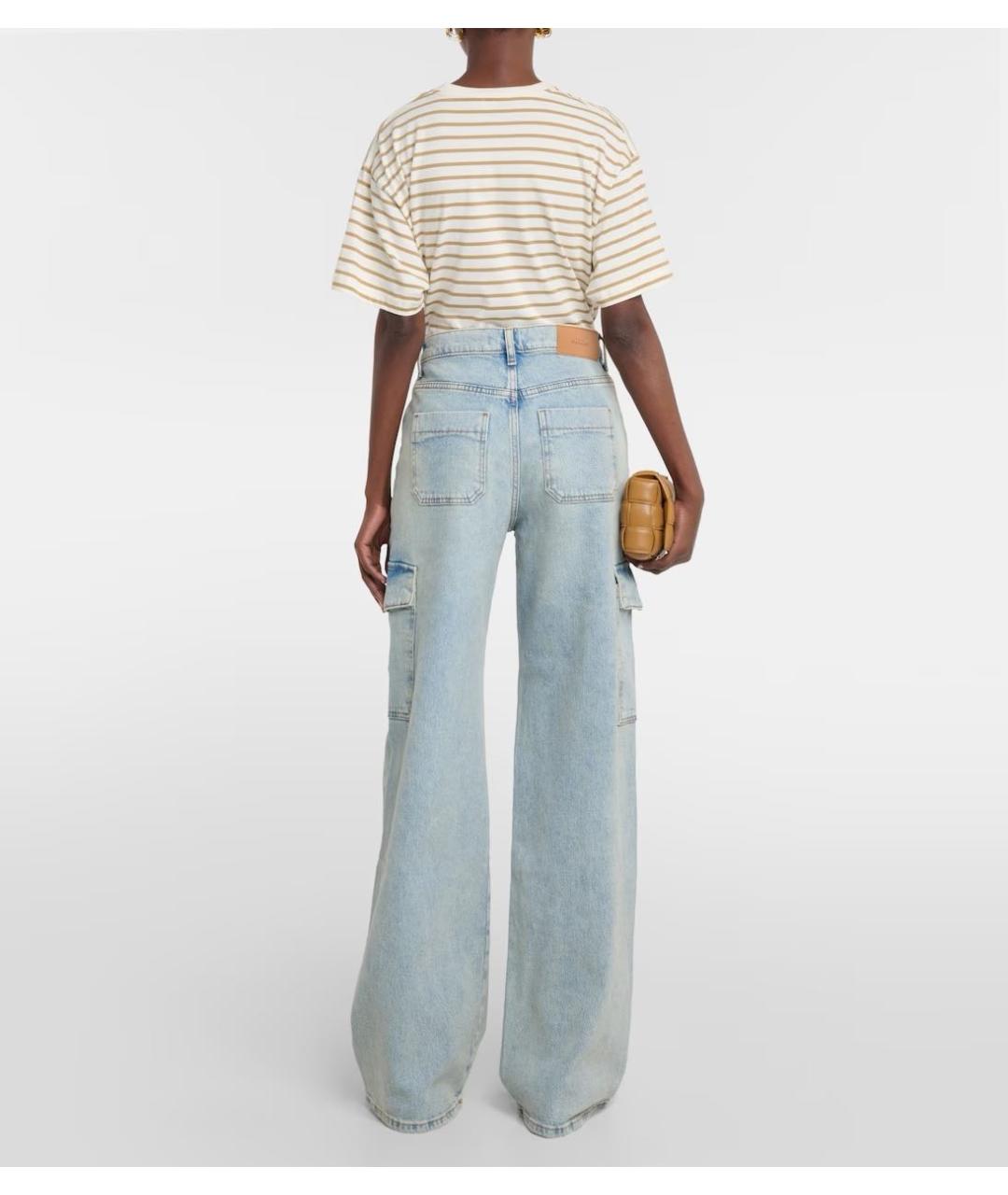 7 FOR ALL MANKIND Голубые хлопковые прямые джинсы, фото 8