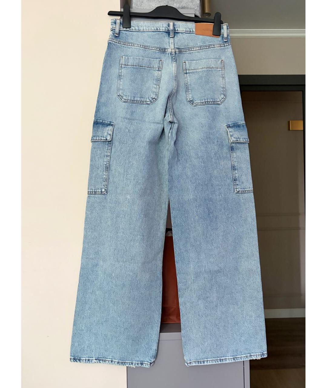 7 FOR ALL MANKIND Голубые хлопковые прямые джинсы, фото 3