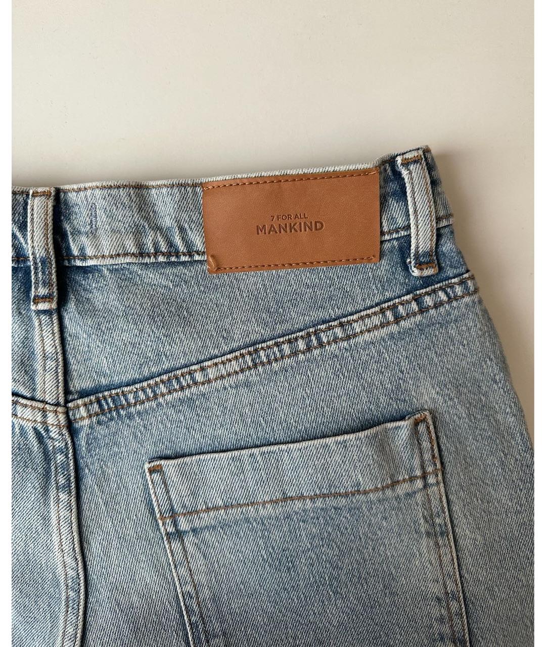 7 FOR ALL MANKIND Голубые хлопковые прямые джинсы, фото 6