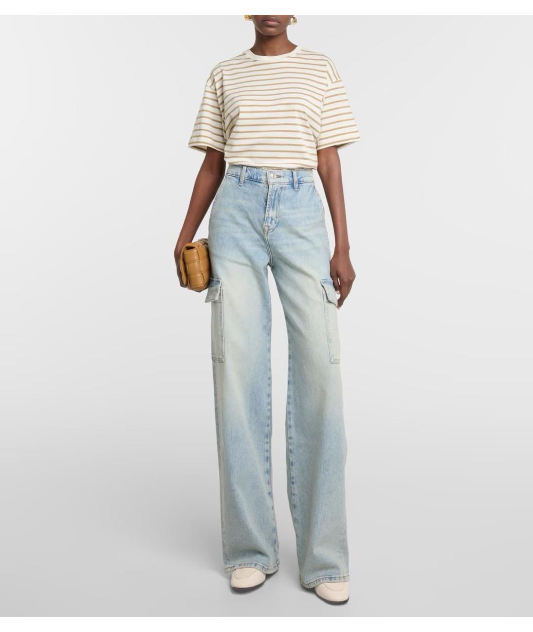 7 FOR ALL MANKIND Голубые хлопковые прямые джинсы, фото 7