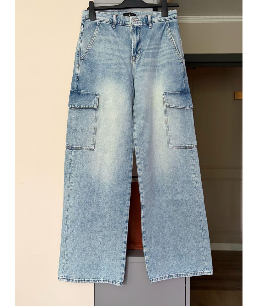7 FOR ALL MANKIND Голубые хлопковые прямые джинсы, фото 2