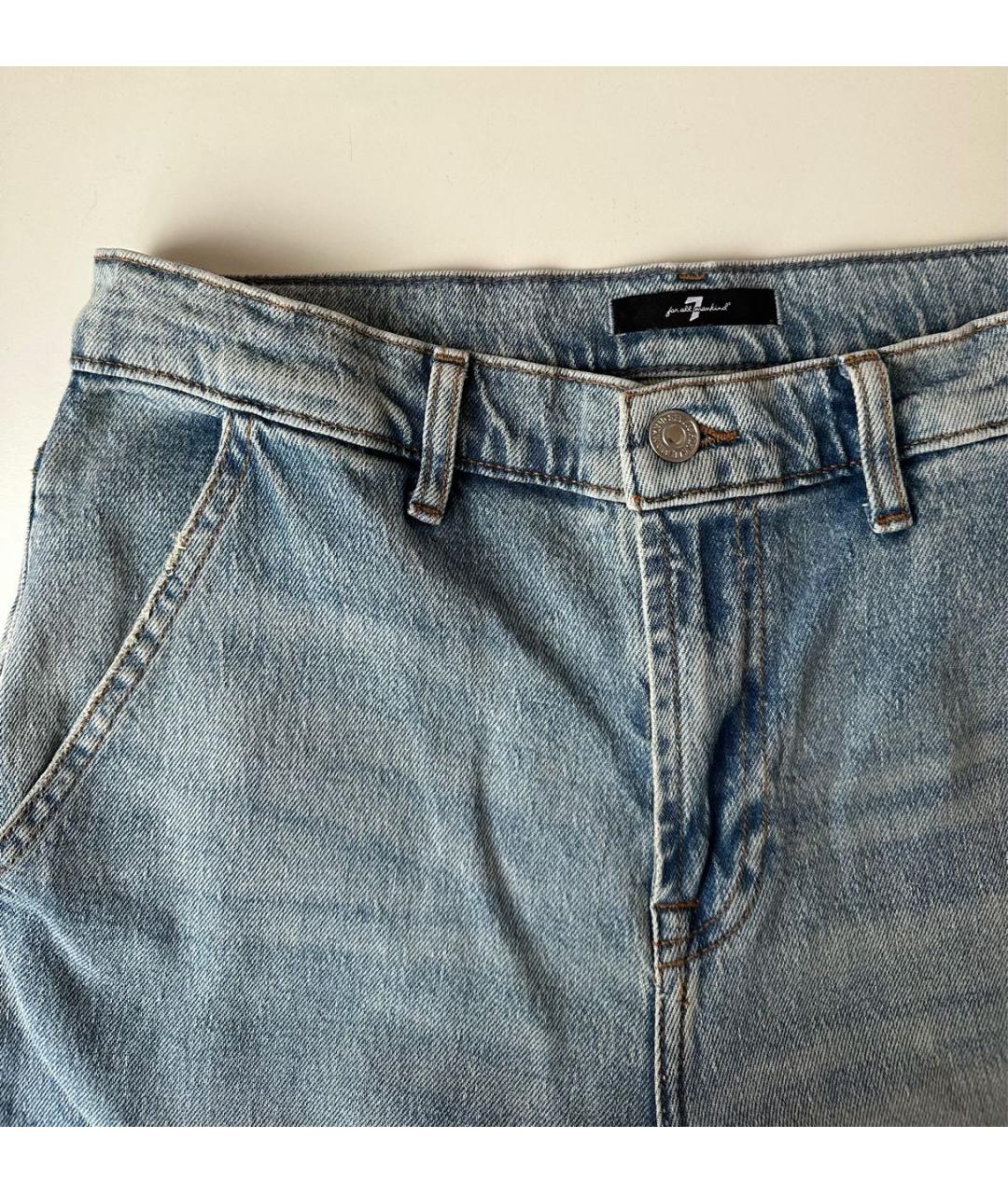 7 FOR ALL MANKIND Голубые хлопковые прямые джинсы, фото 4
