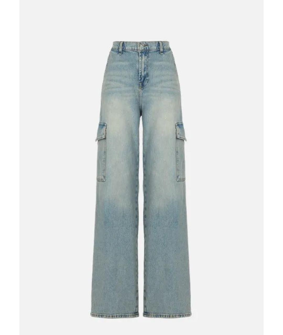 7 FOR ALL MANKIND Голубые хлопковые прямые джинсы, фото 9
