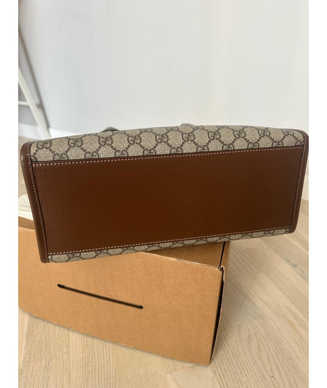 GUCCI Бежевая канва сумка с короткими ручками, фото 4