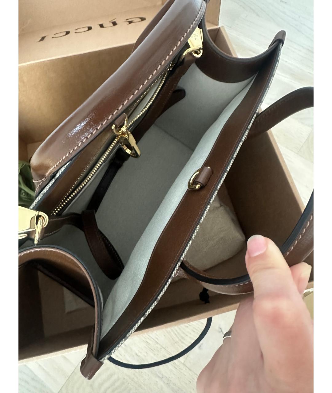 GUCCI Бежевая канва сумка с короткими ручками, фото 3