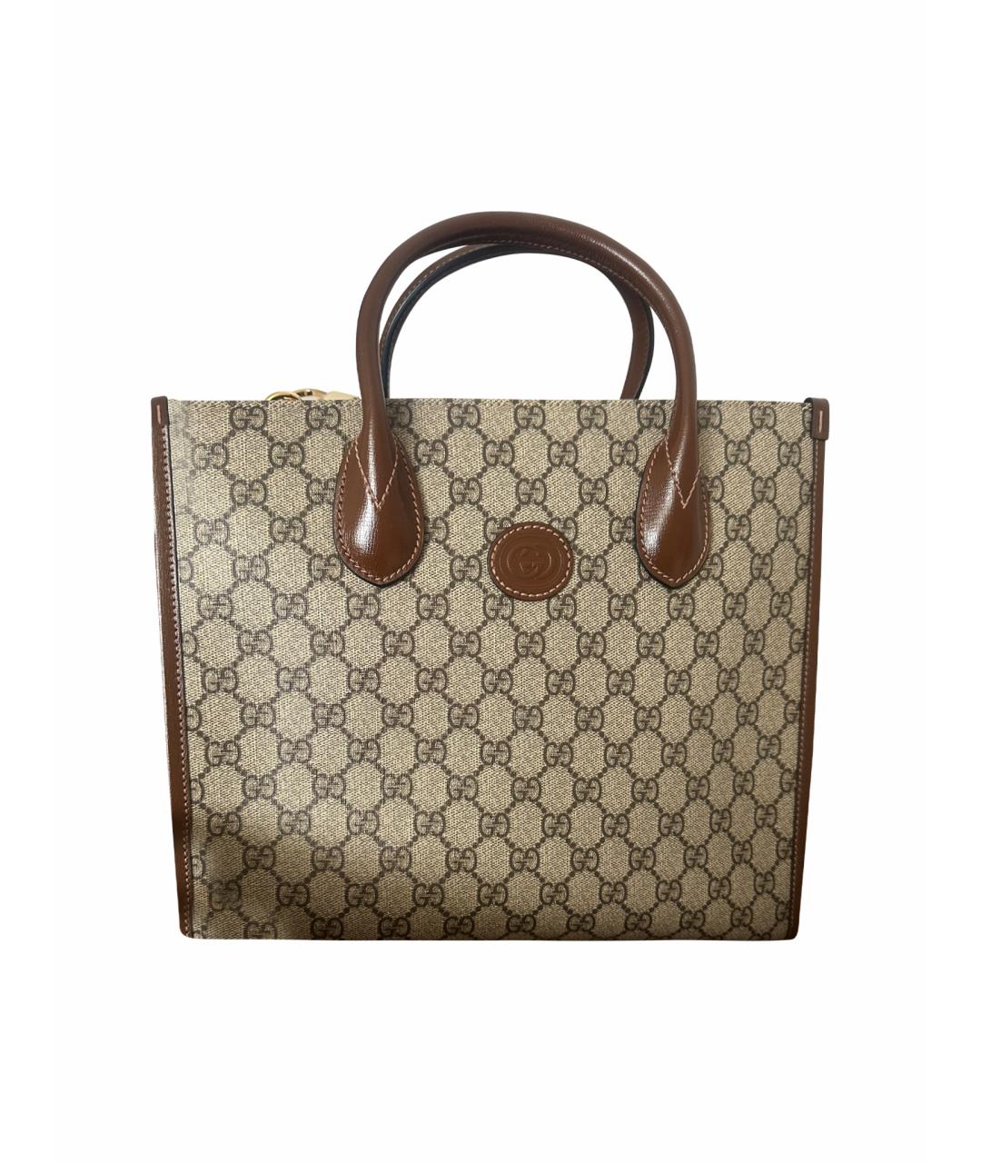 GUCCI Бежевая канва сумка с короткими ручками, фото 1