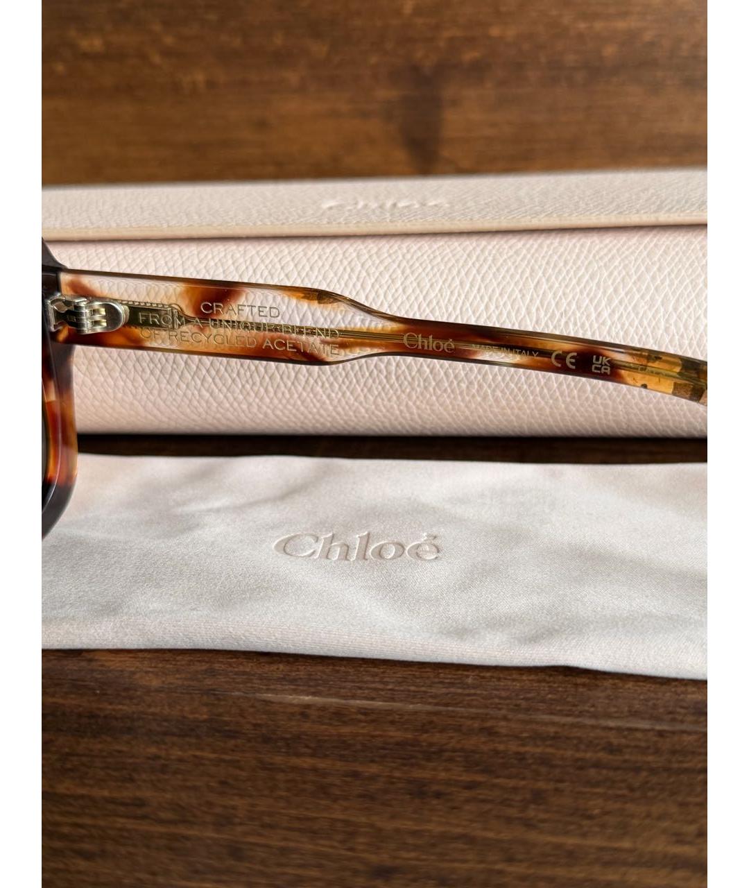 CHLOE Коричневые пластиковые солнцезащитные очки, фото 4