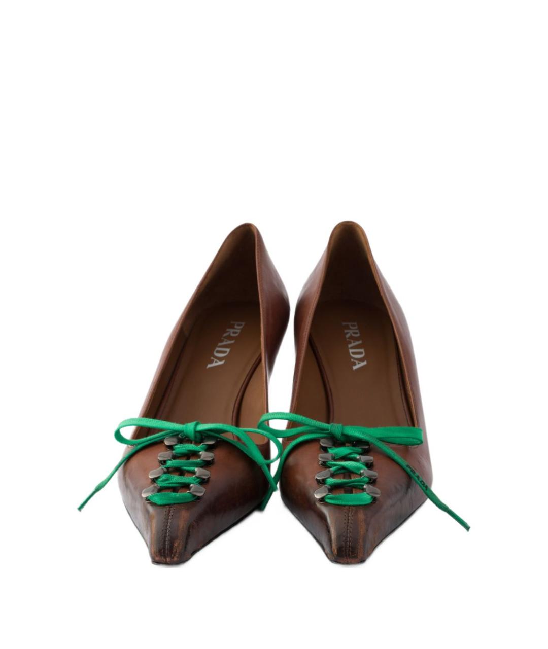 PRADA Коричневые кожаные туфли, фото 3