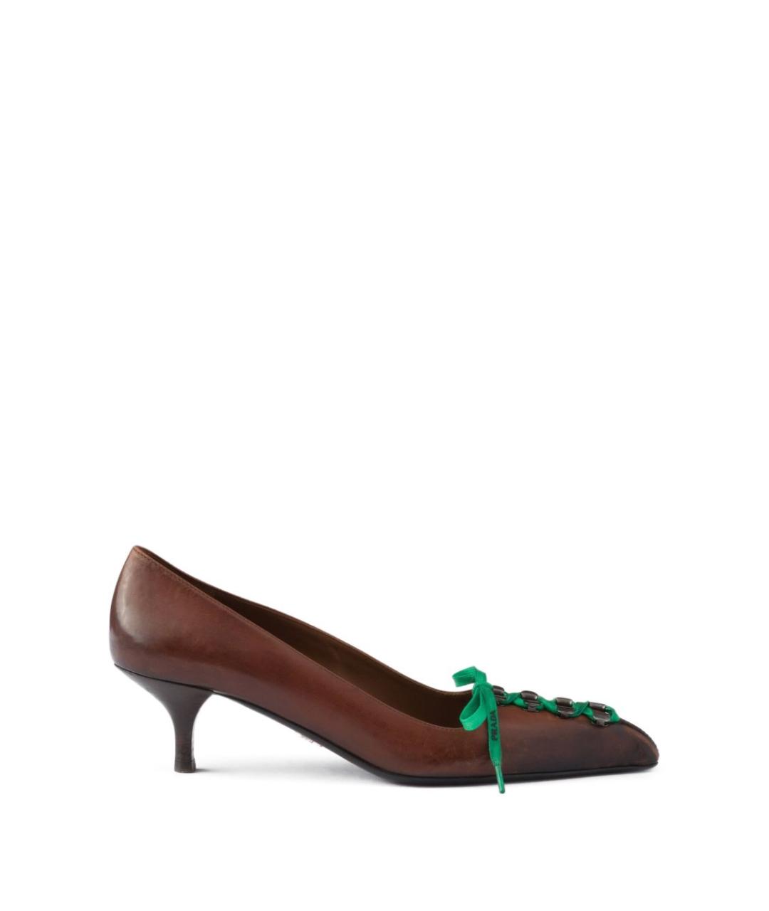 PRADA Коричневые кожаные туфли, фото 1