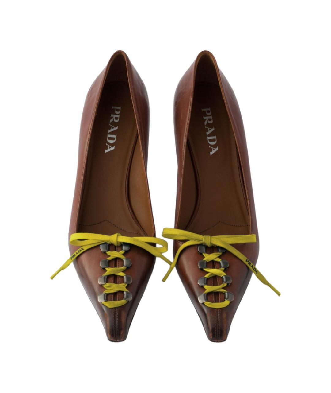 PRADA Коричневые кожаные туфли, фото 5