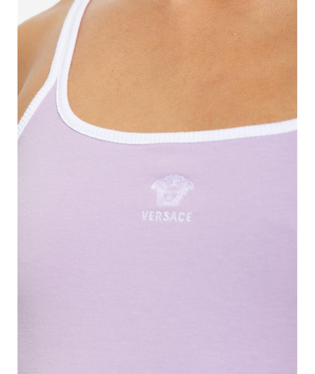 VERSACE Фиолетовая хлопковая майка, фото 4
