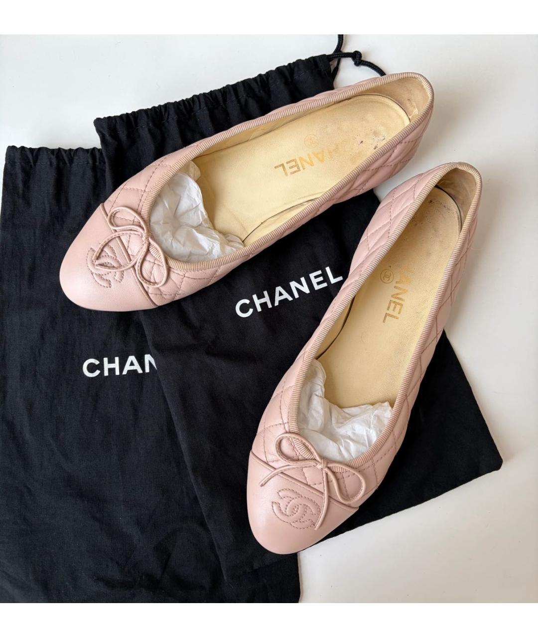 CHANEL Розовые кожаные балетки, фото 2