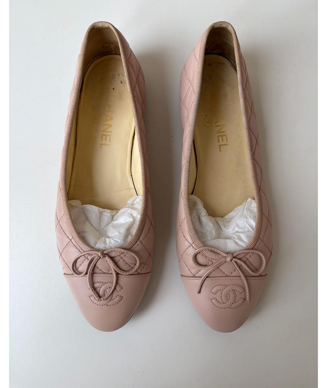 CHANEL Розовые кожаные балетки, фото 3