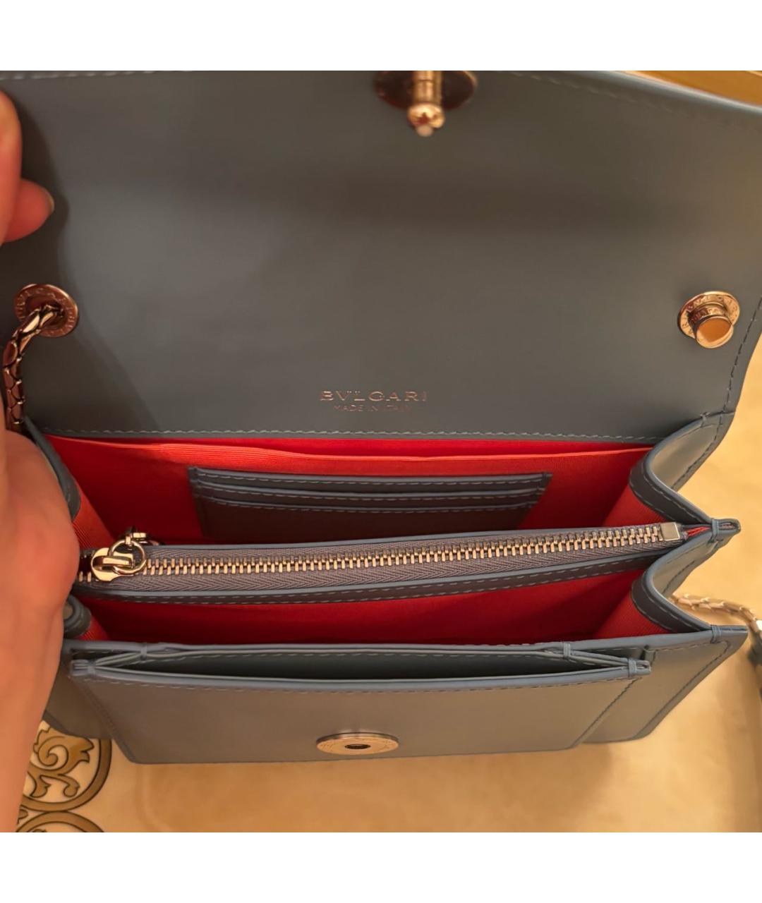 BVLGARI Голубая кожаная сумка через плечо, фото 4