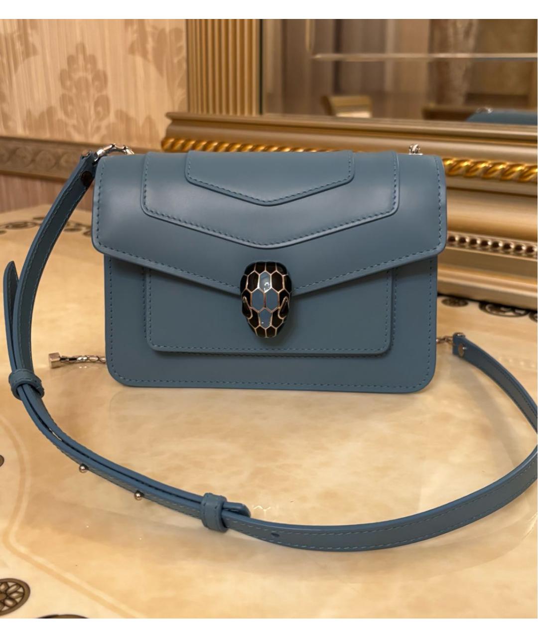 BVLGARI Голубая кожаная сумка через плечо, фото 5
