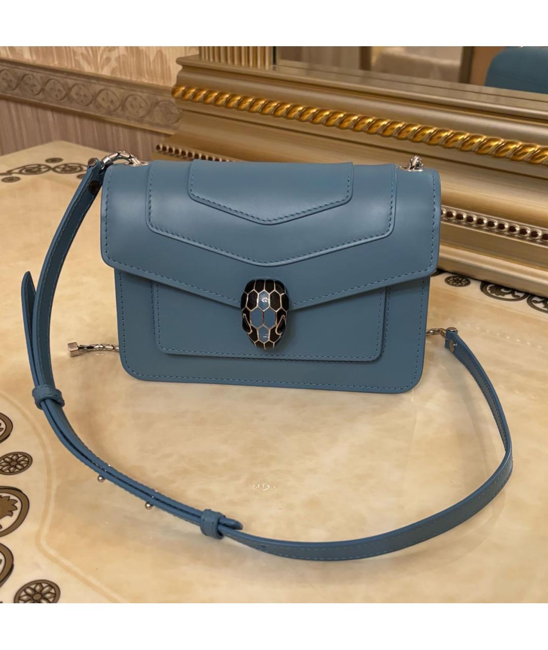 BVLGARI Голубая кожаная сумка через плечо, фото 2