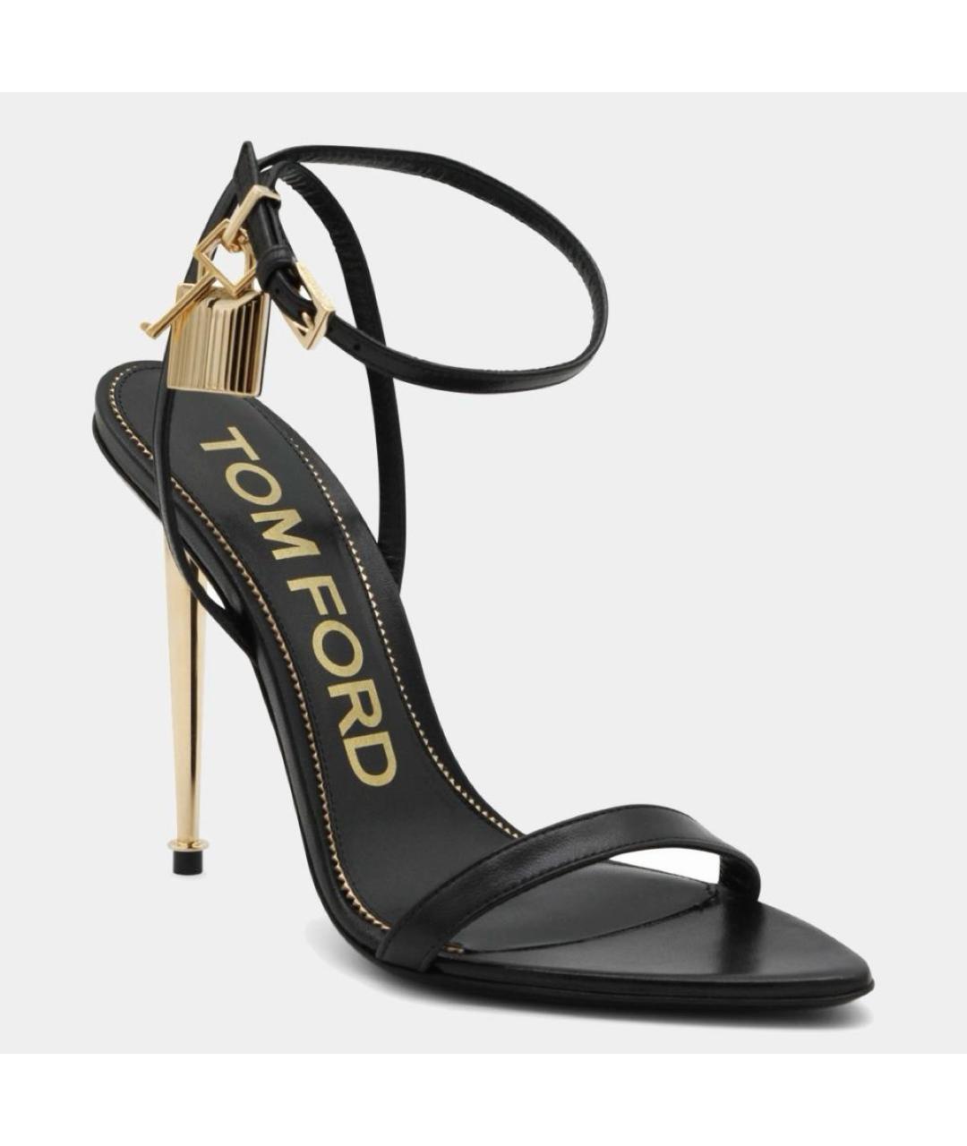 TOM FORD Черные кожаные босоножки, фото 2