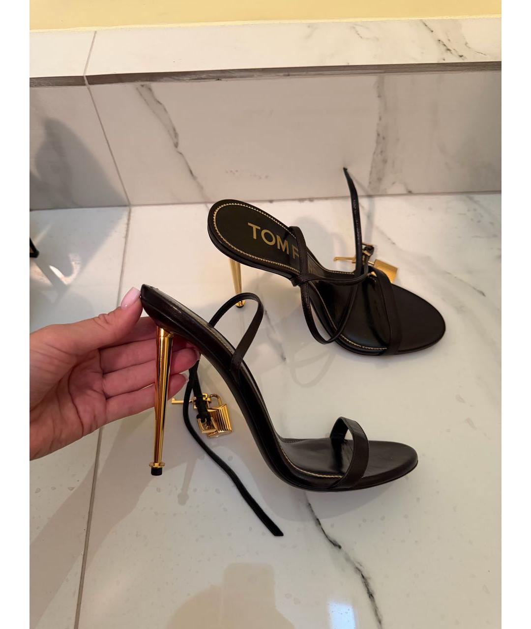 TOM FORD Черные кожаные босоножки, фото 5