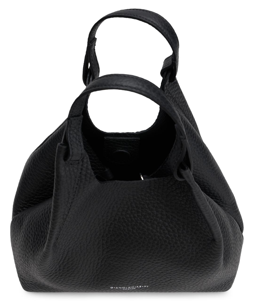 Gianni Chiarini Черная кожаная сумка с короткими ручками, фото 5