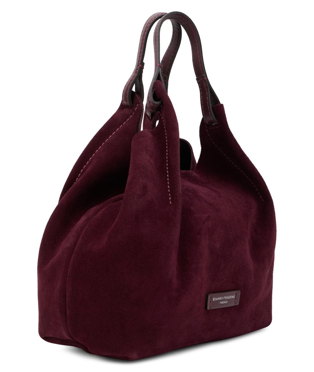 Gianni Chiarini Бордовая кожаная сумка тоут, фото 2