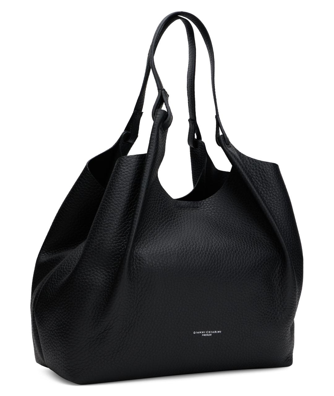 Gianni Chiarini Черная кожаная сумка тоут, фото 2