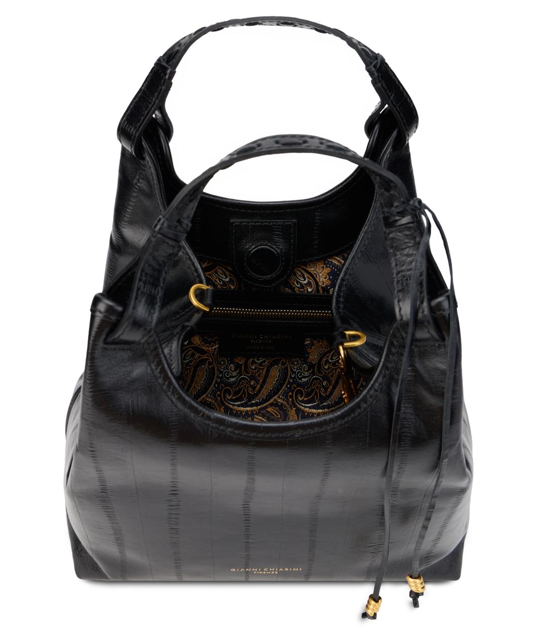 Gianni Chiarini Черная кожаная сумка с короткими ручками, фото 5
