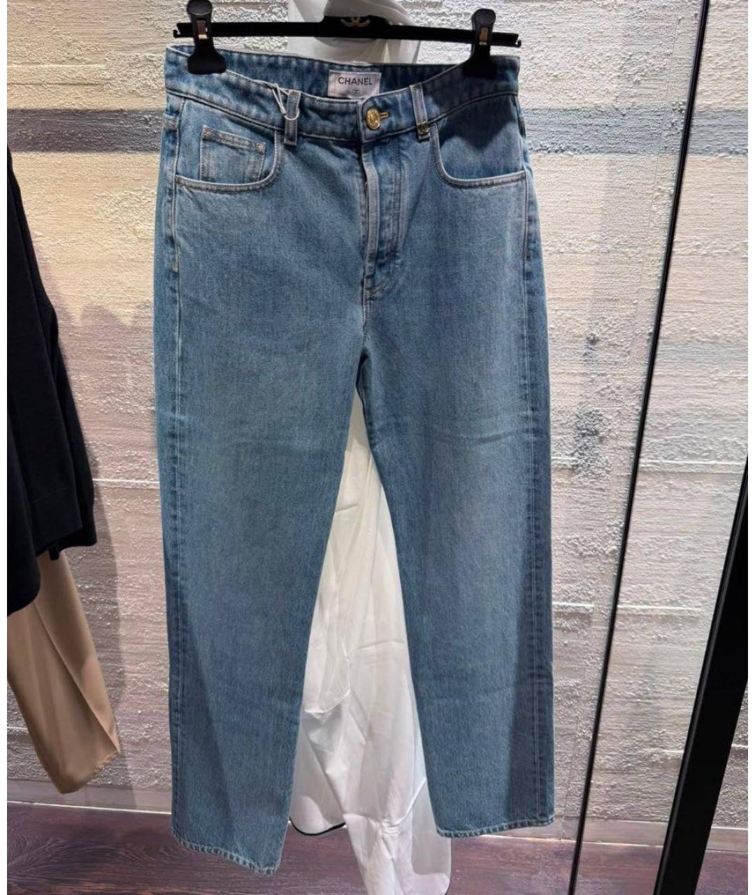 CHANEL Голубые хлопковые прямые джинсы, фото 3
