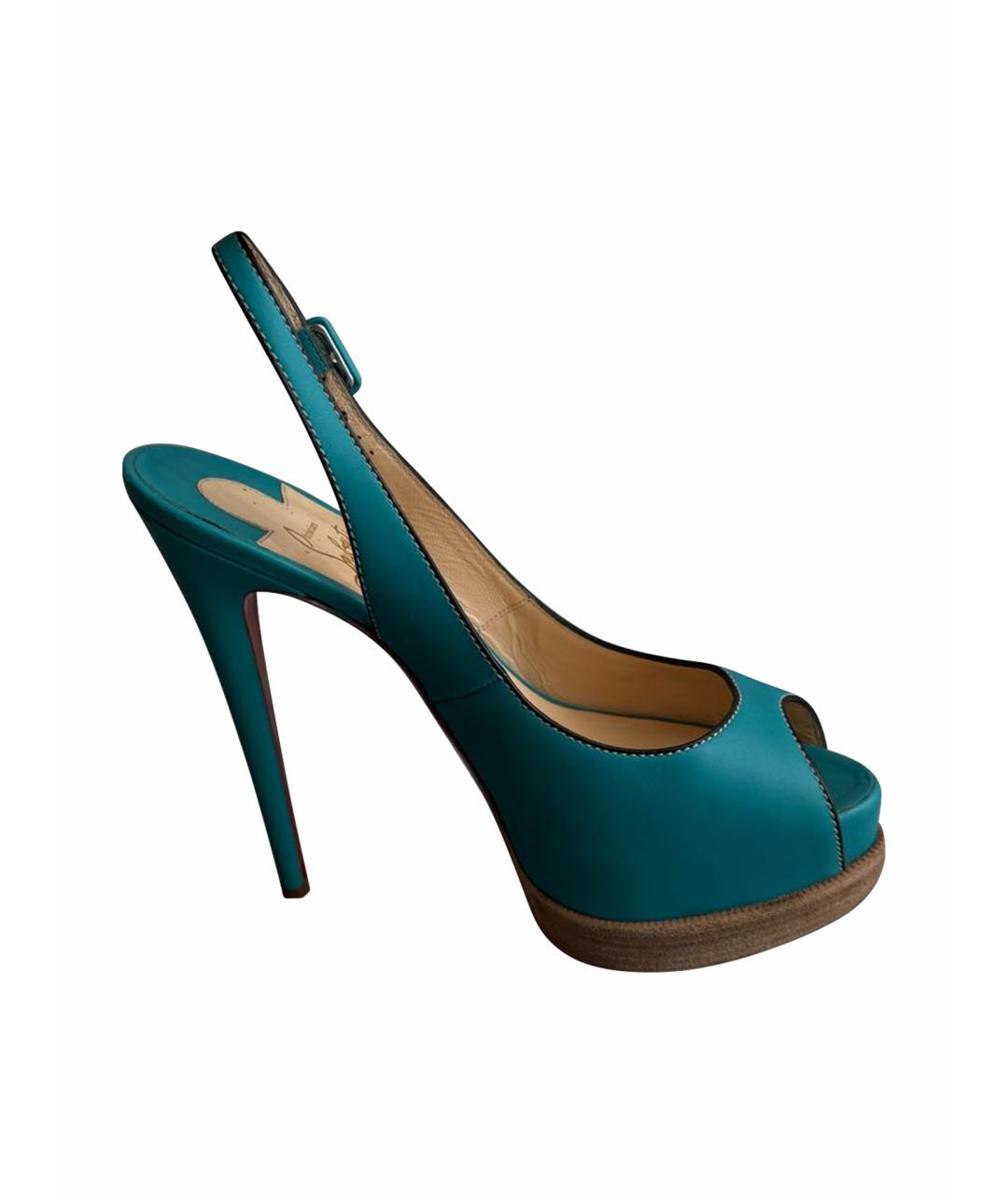 CHRISTIAN LOUBOUTIN Бирюзовые кожаные туфли, фото 1