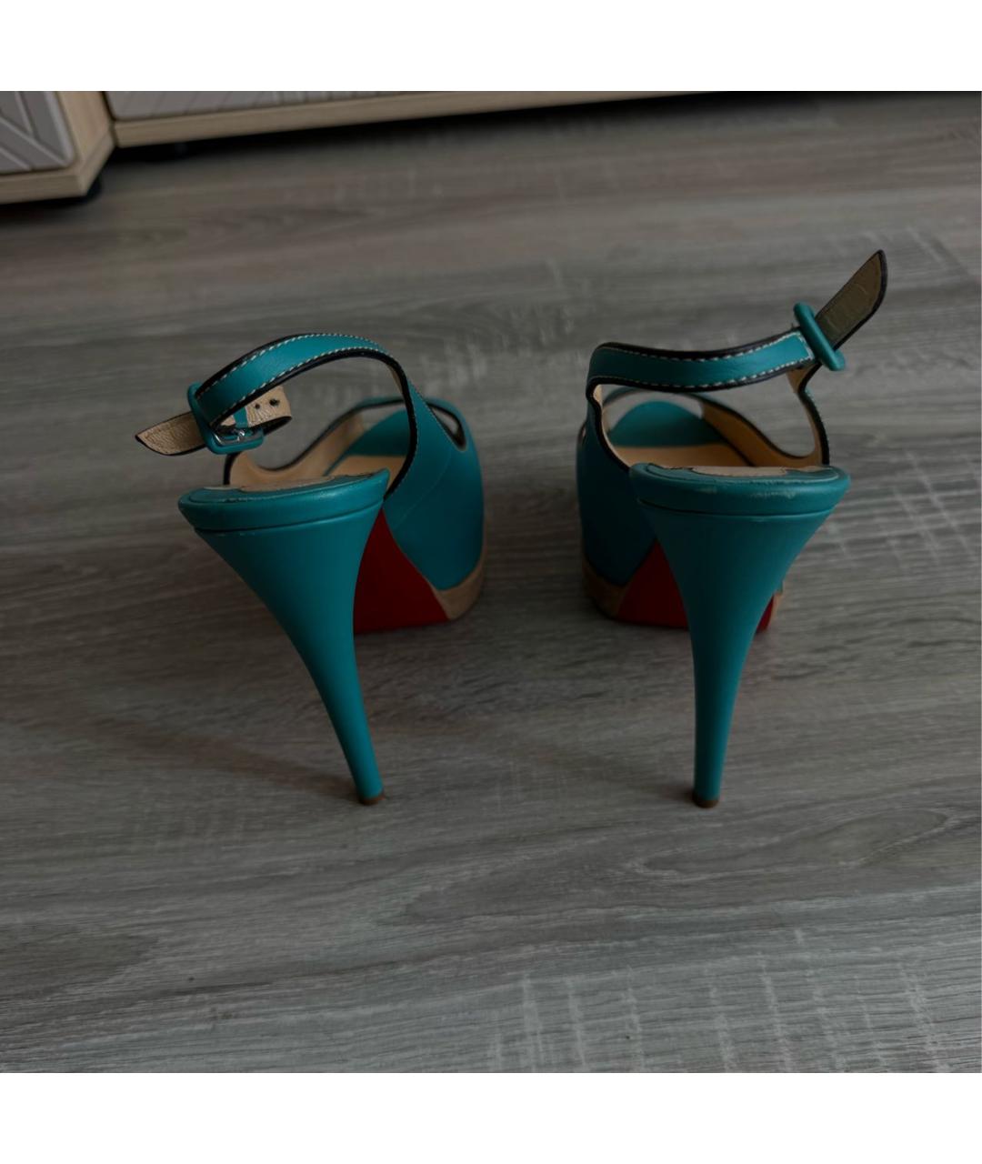 CHRISTIAN LOUBOUTIN Бирюзовые кожаные туфли, фото 4