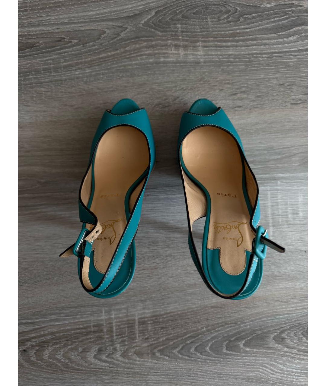 CHRISTIAN LOUBOUTIN Бирюзовые кожаные туфли, фото 3