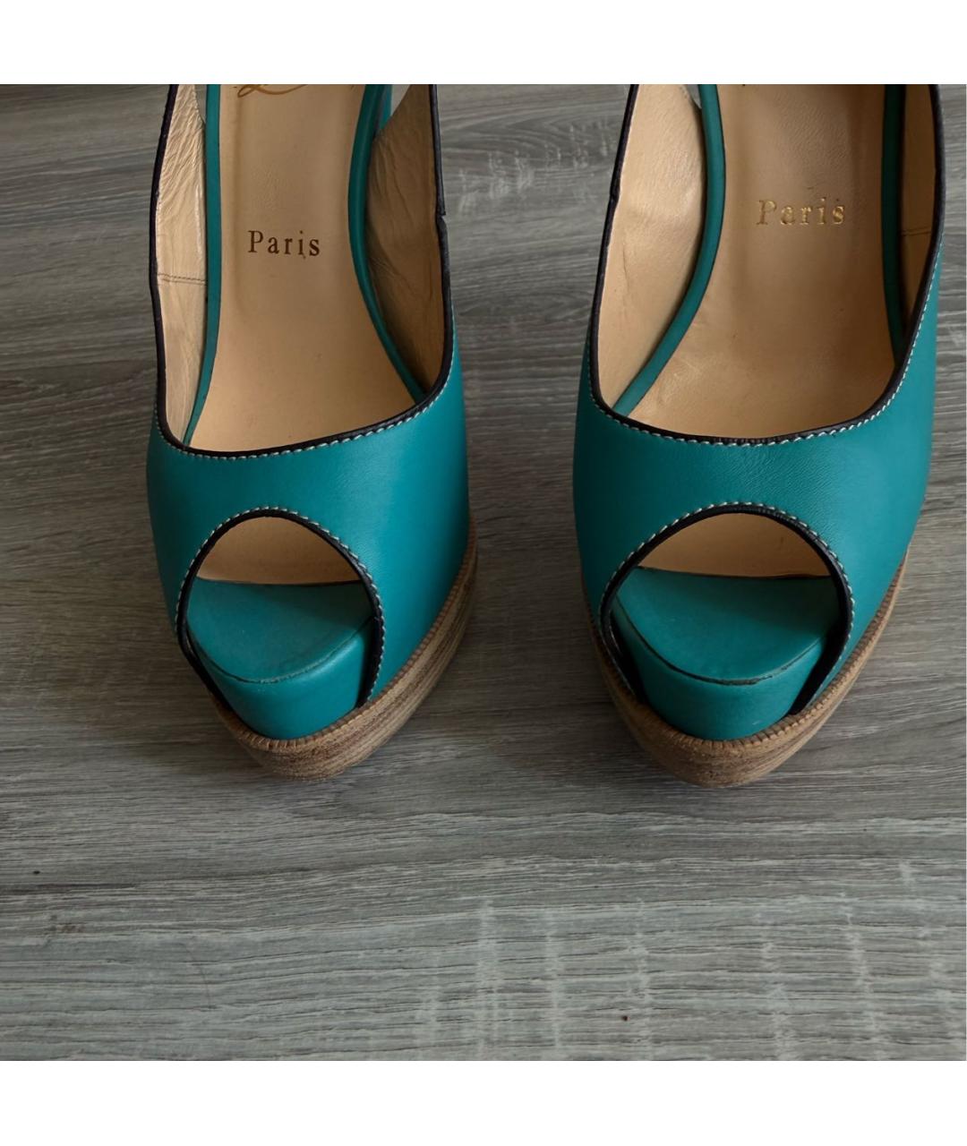 CHRISTIAN LOUBOUTIN Бирюзовые кожаные туфли, фото 6