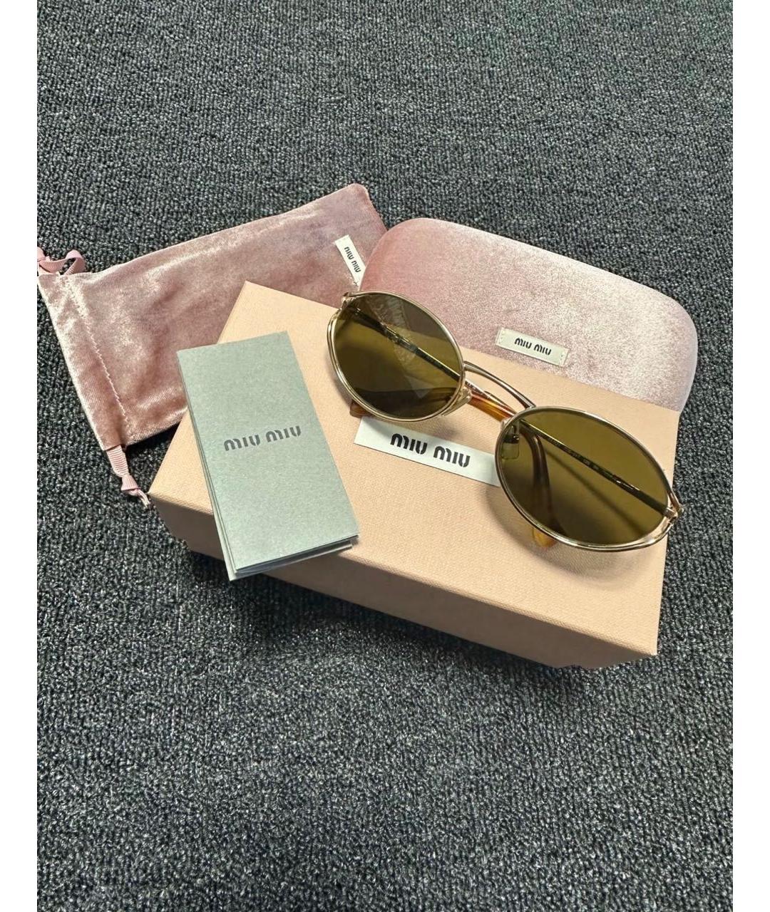 MIU MIU Коричневые металлические солнцезащитные очки, фото 4
