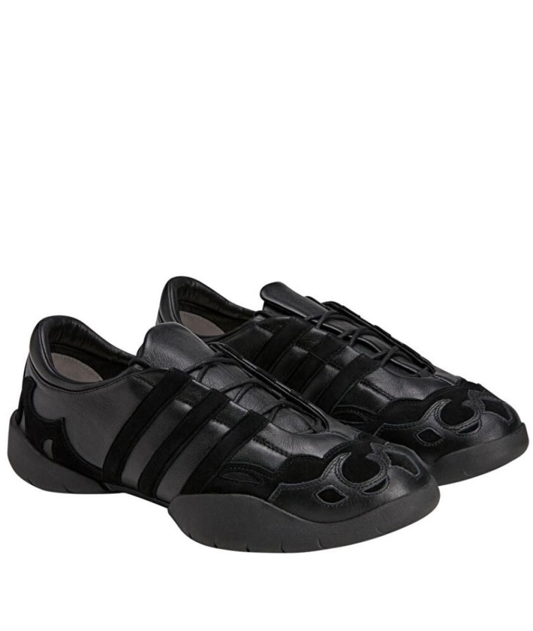 Y-3 Черные кожаные низкие кроссовки / кеды, фото 2