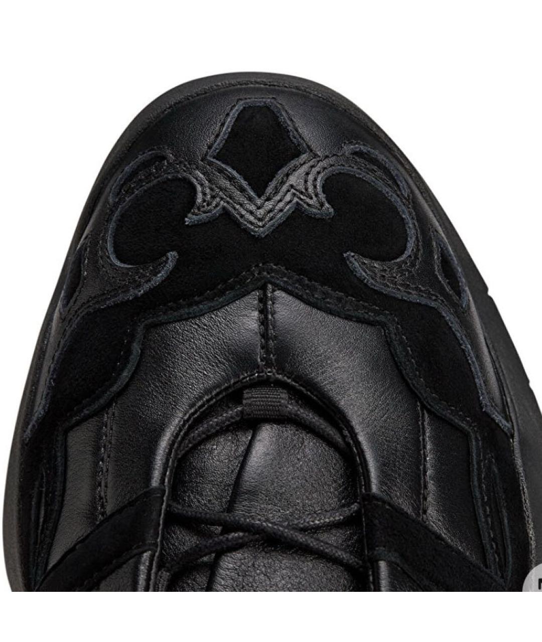 Y-3 Черные кожаные низкие кроссовки / кеды, фото 5