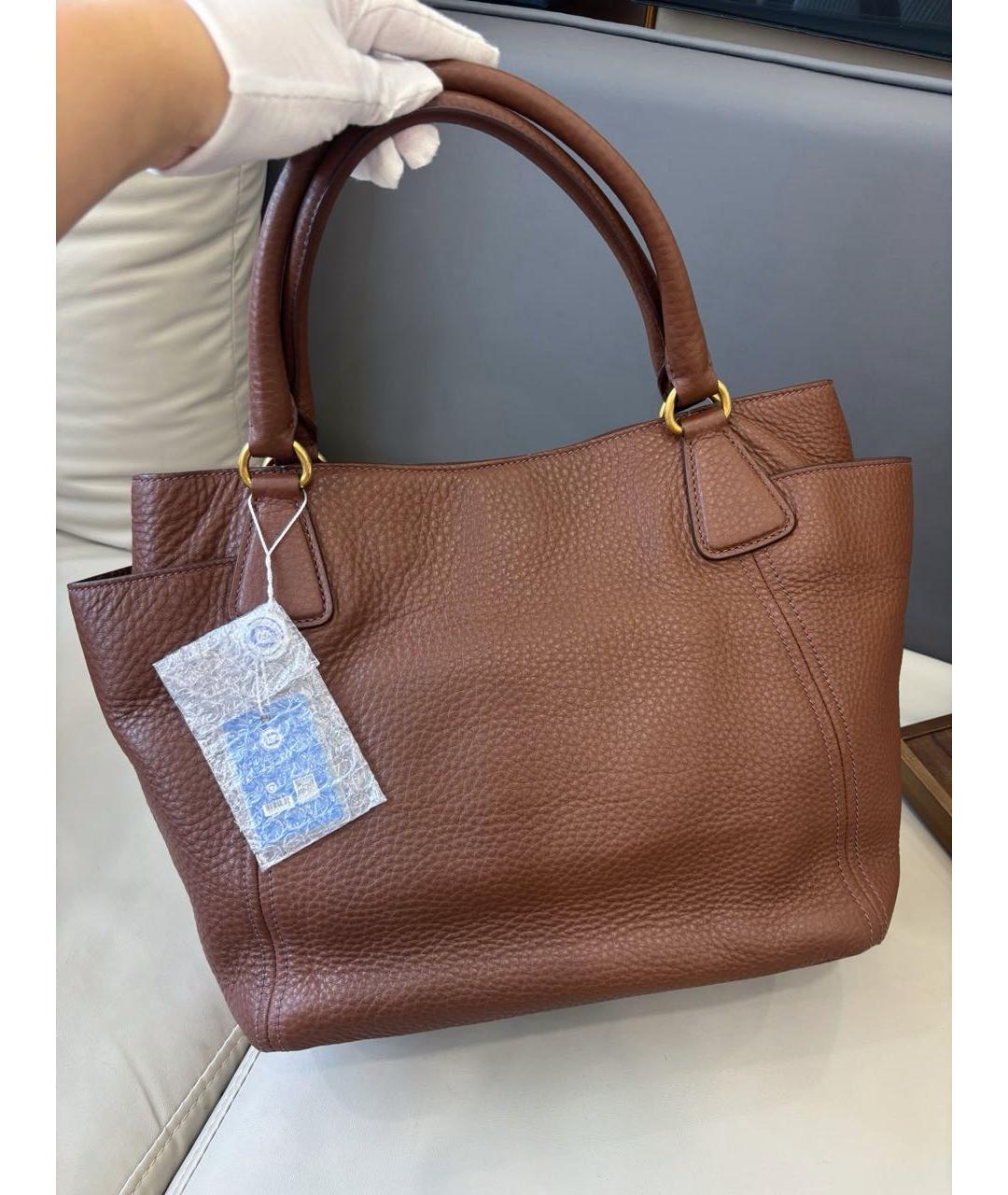 PRADA Коричневая кожаная сумка через плечо, фото 3