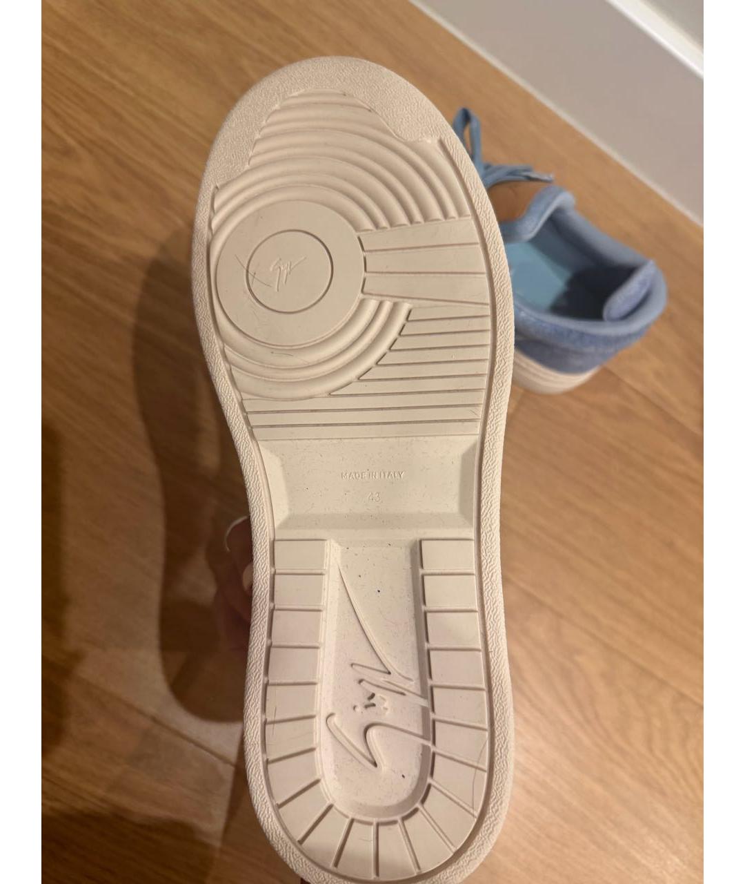 GIUSEPPE ZANOTTI DESIGN Голубые замшевые низкие кроссовки / кеды, фото 5