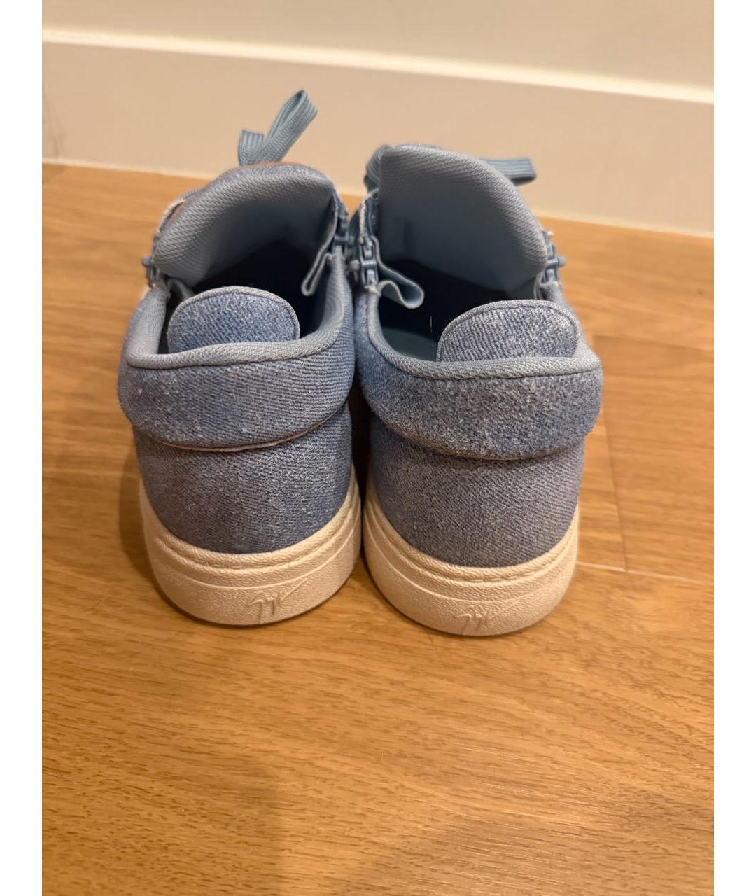 GIUSEPPE ZANOTTI DESIGN Голубые замшевые низкие кроссовки / кеды, фото 4
