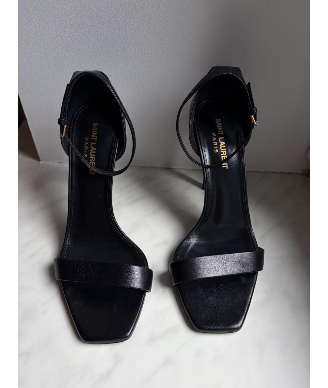SAINT LAURENT Черные кожаные босоножки, фото 2