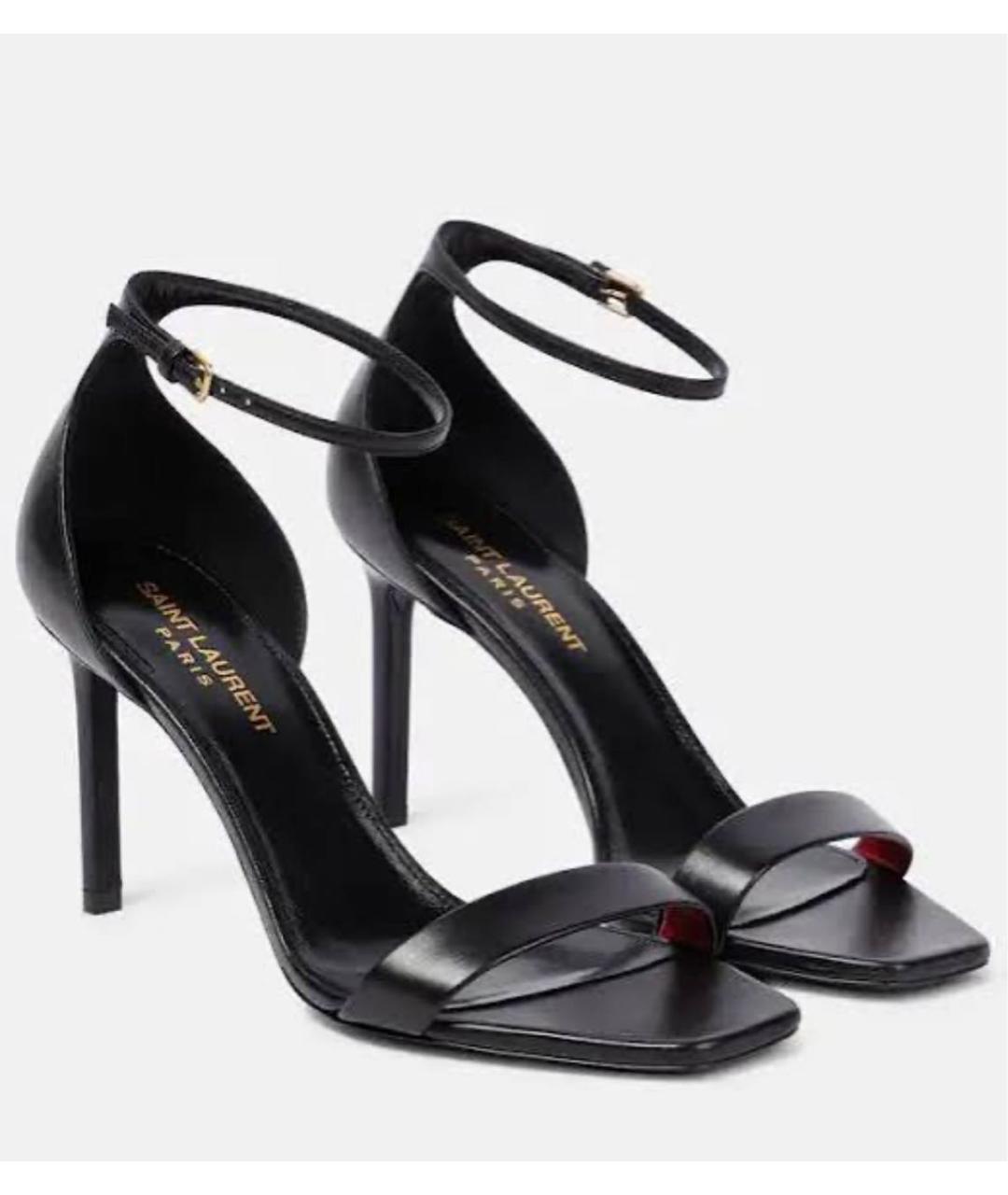 SAINT LAURENT Черные кожаные босоножки, фото 6