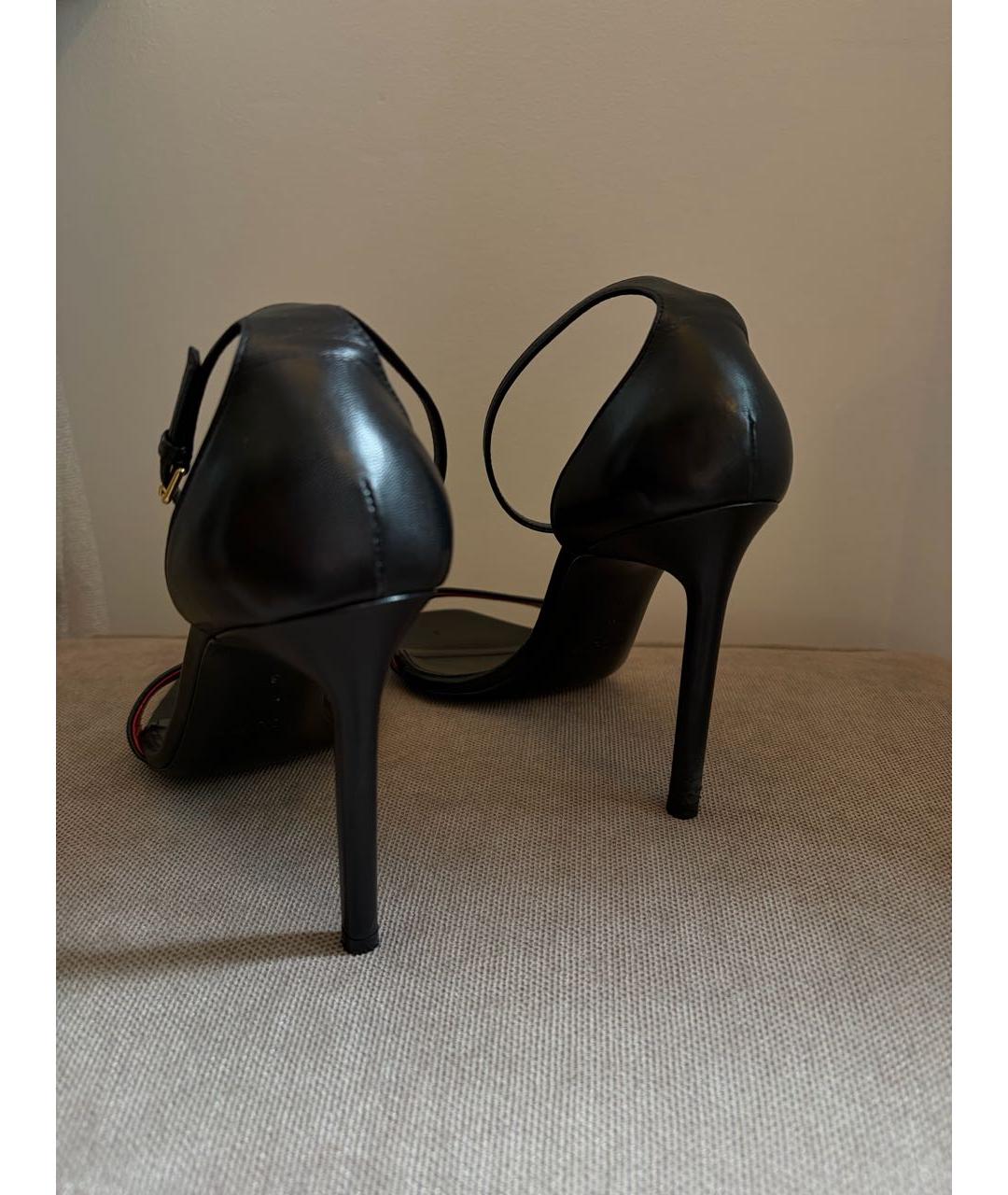 SAINT LAURENT Черные кожаные босоножки, фото 3