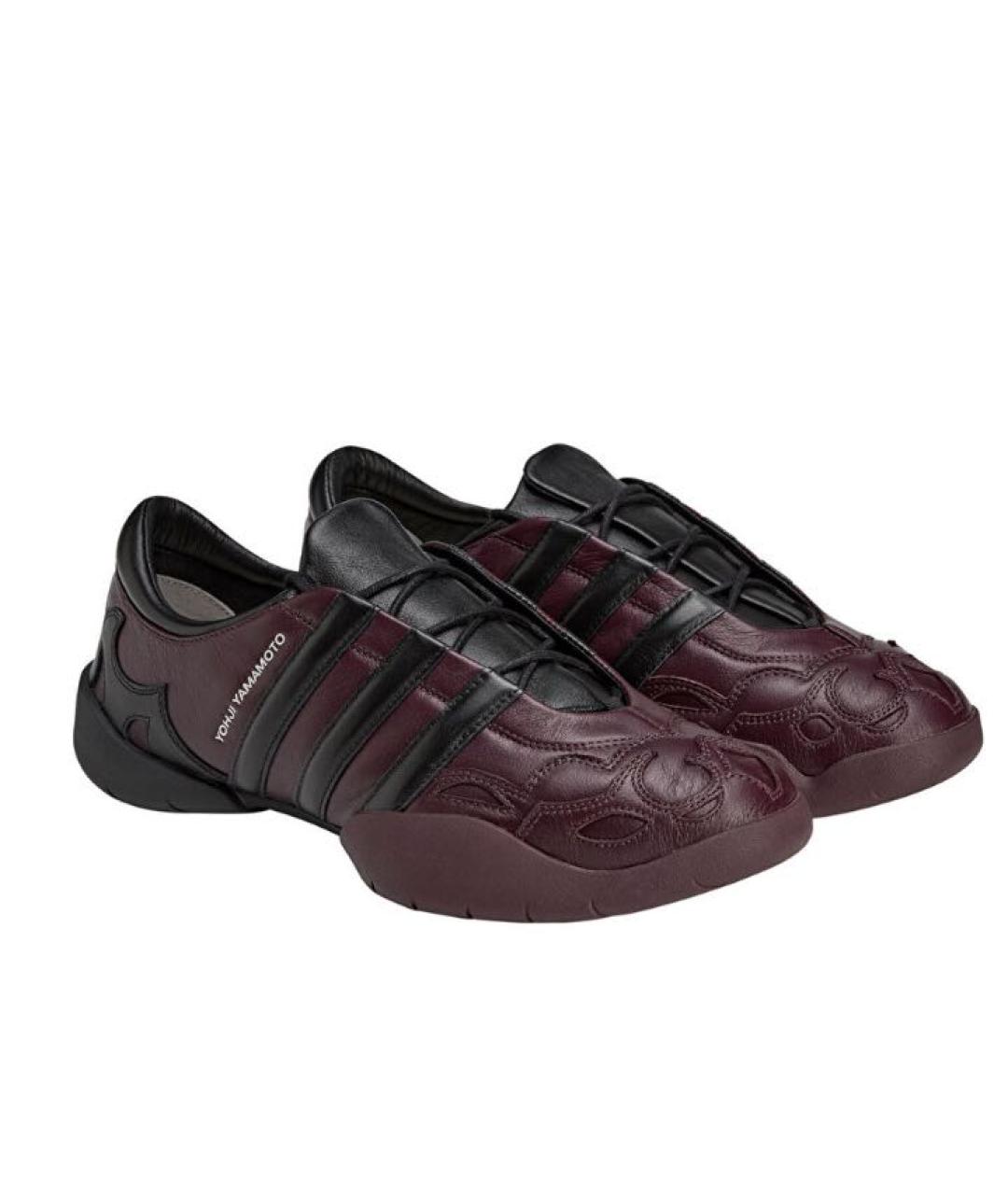 Y-3 Бордовые кожаные низкие кроссовки / кеды, фото 2