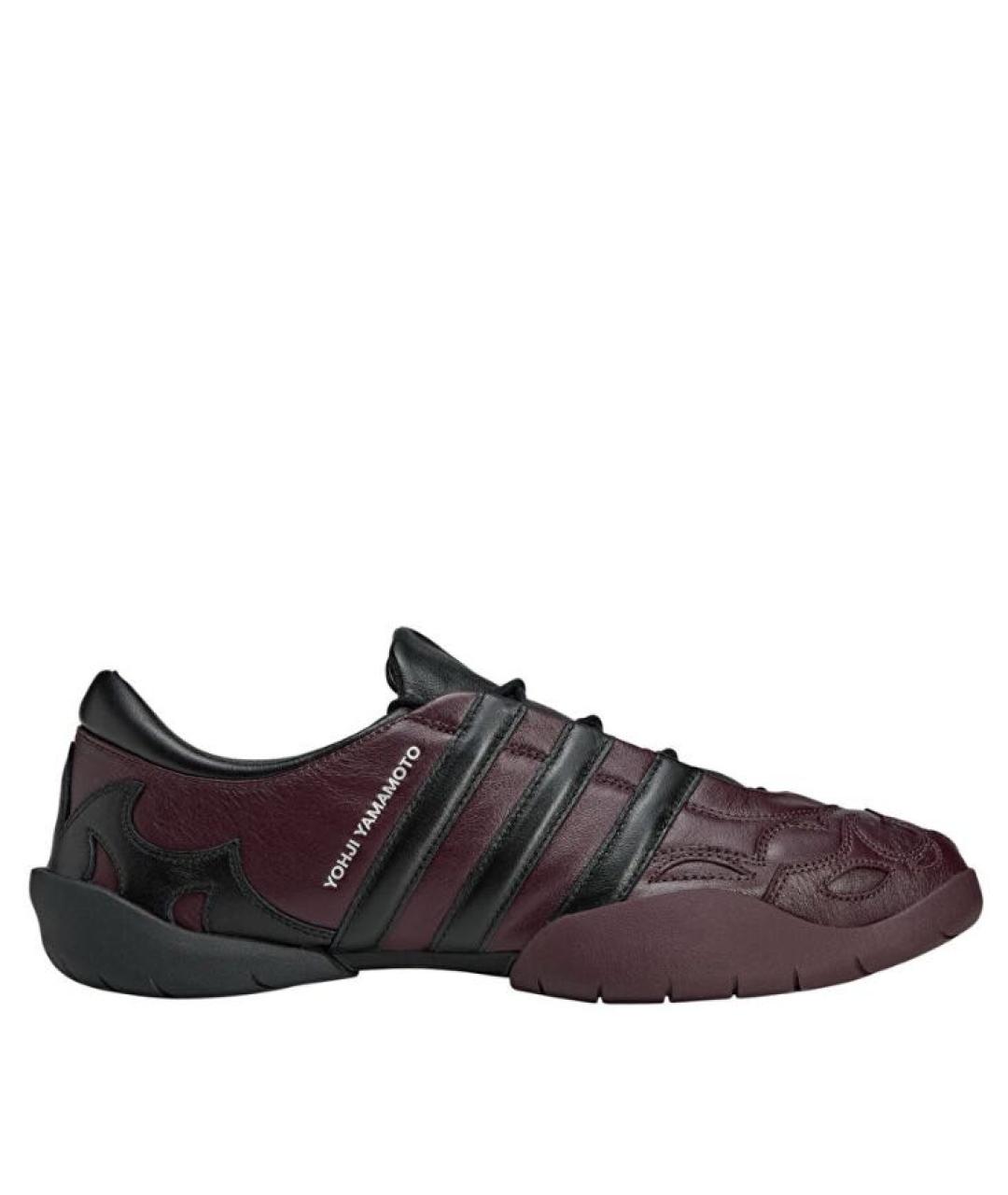 Y-3 Бордовые кожаные низкие кроссовки / кеды, фото 1