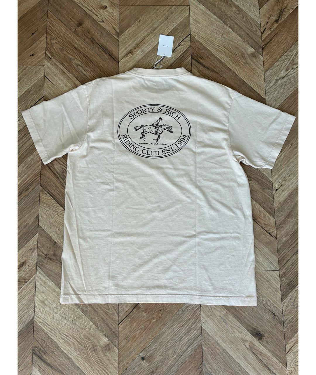 SPORTY AND RICH Бежевая хлопковая футболка, фото 3