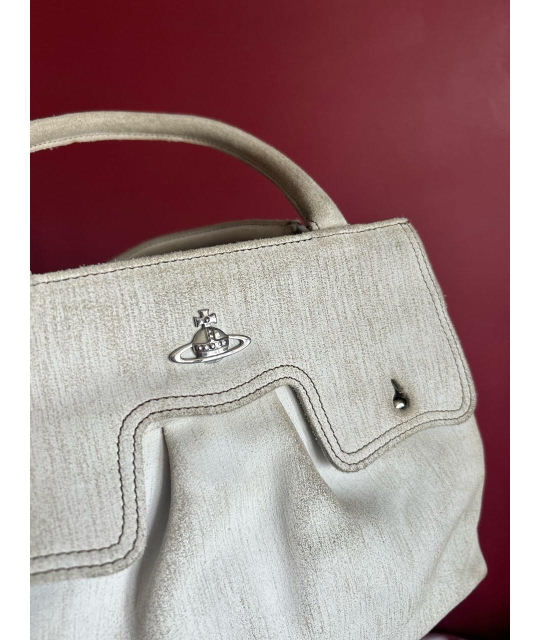 VIVIENNE WESTWOOD Бежевая кожаная сумка с короткими ручками, фото 6