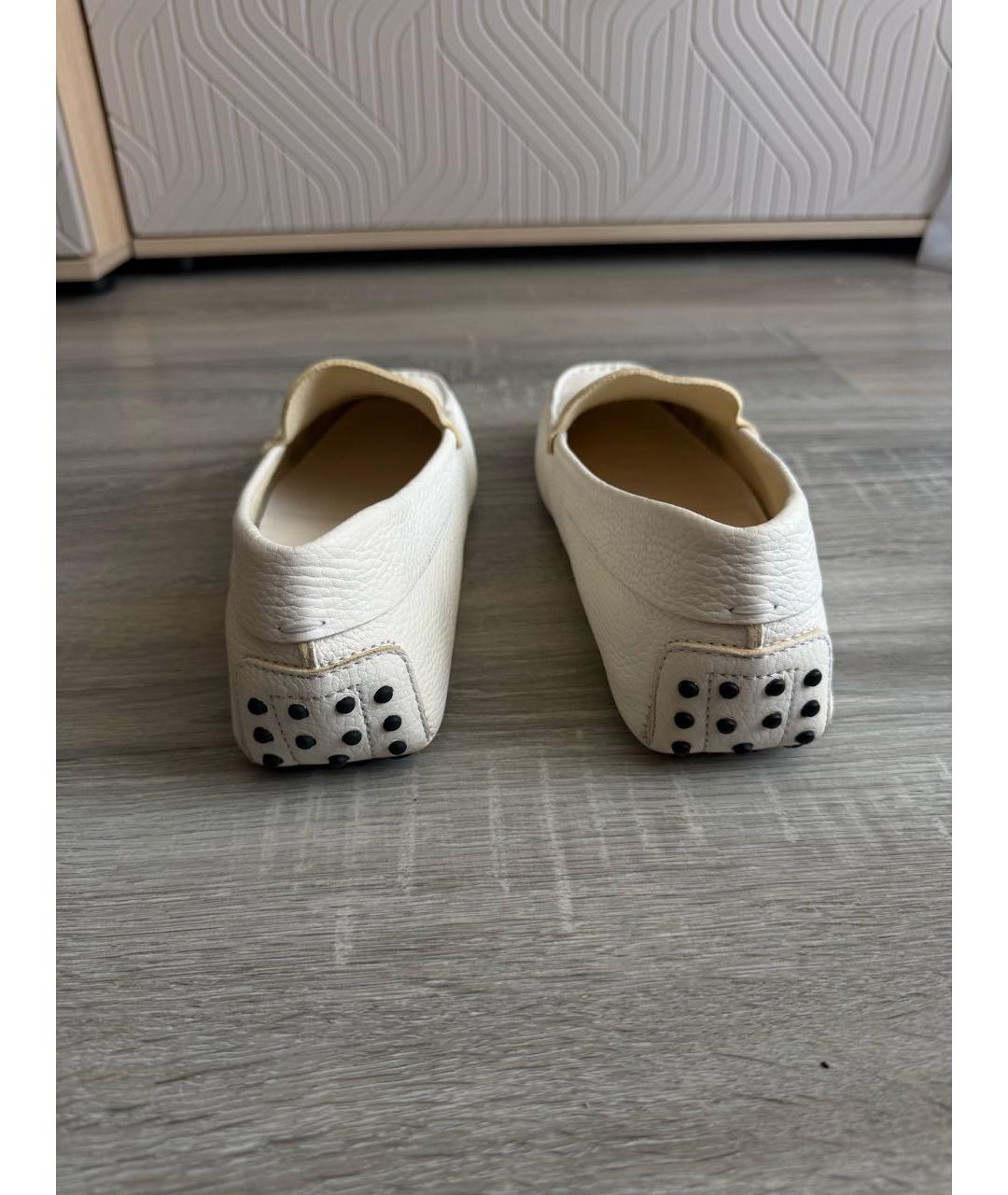 TOD'S Белые кожаные мокасины, фото 4