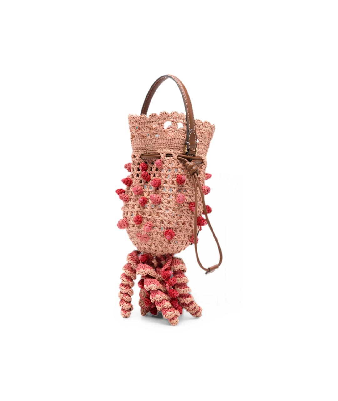 ANYA HINDMARCH Розовая плетеная сумка с короткими ручками, фото 2