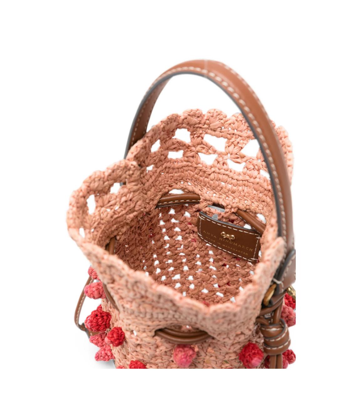 ANYA HINDMARCH Розовая плетеная сумка с короткими ручками, фото 3